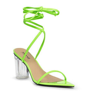 SMASH SHOES Women's NIB Wraparound Strappy Lucite Heel Dress Sandals / Size 10